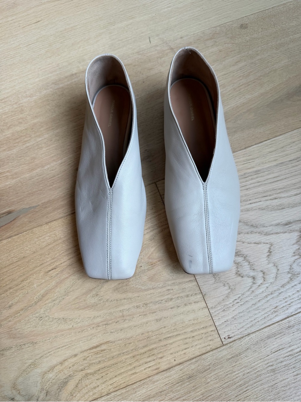 Mansur Gavriel Minimalist Offwhite Leather Women's Slip-On Flats